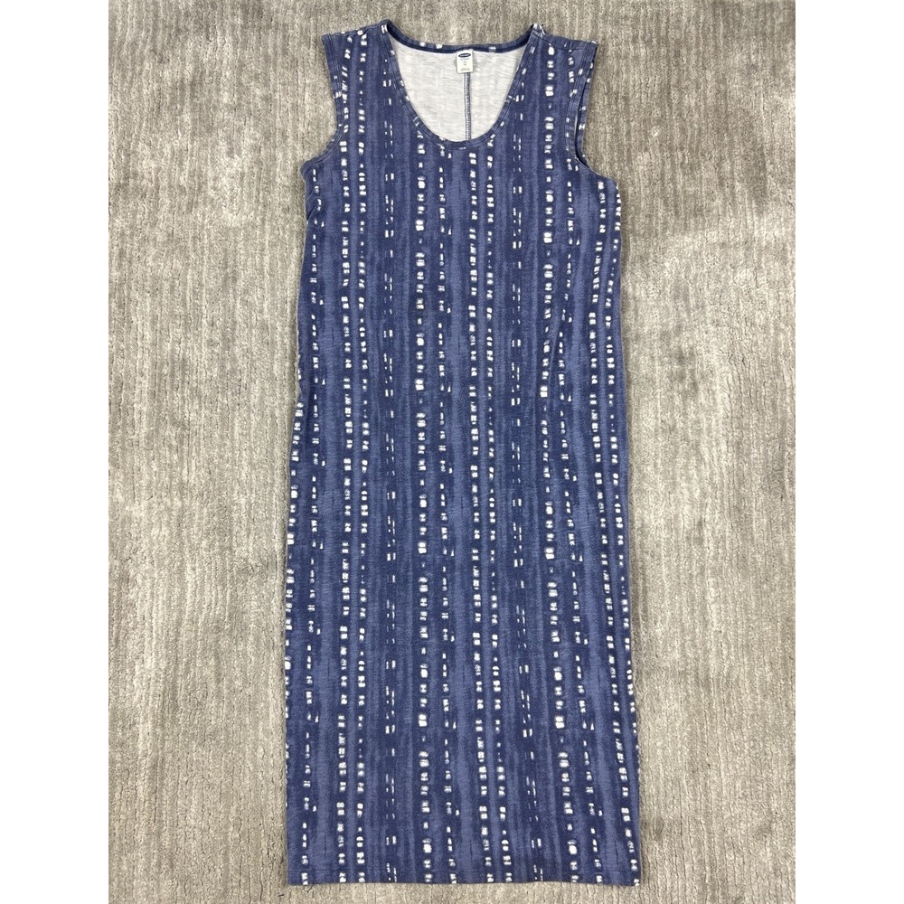 Old Navy Dress Womens XS‎ Blue Tie Dye Sleeveless Midi Scoop Neck Cotton Blend